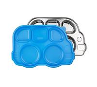 innobaby Din Din Smart Stainless Bus Divided Platter with Sectional Lid (Blue)