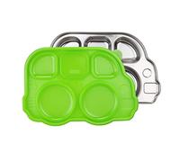 innobaby Din Din Smart Stainless Bus Divided Platter with Sectional Lid (Green)