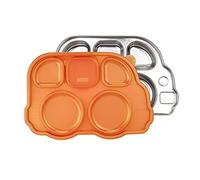 innobaby Din Din Smart Stainless Bus Divided Platter with Sectional Lid (Orange)