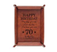 INNObeta 70th Birthday Gifts for Men, Him, Valet Tray for Male, Bedside Tray with Keychain - One Day, You are 20 in The 70s. for Now, You are 70 in The 20s.