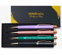 INNObeta Accountant Gifts for Colleagues Pen Set of 4 - Spreadsheet Work Present - Chaos Coordinator Office Humour Leaving Gifts