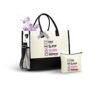 InnoBeta Anime Gifts Canvas Tote Bag, Tote Bag with Top Zipper Closure and Shoulder Strap for Birthday, Mother's Day, Christmas - Eat