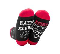 INNObeta Anime Gifts for Men, Women, Boys, Girls - Japanese Lovers' Crew Socks, One Size, Eat Sleep Anime Repeat