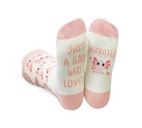 InnoBeta Axolotl Gifts Socks for Girls,Women, Pink, Just a Girl who Loves Axolotl, Beige, 8.5-14.5