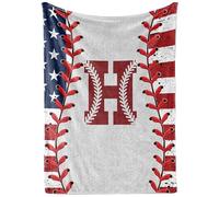 InnoBeta Baseball Gifts Blanket for Boys, Girls, Men, Coach - Initial Birthday for him, 50"x 65" - H