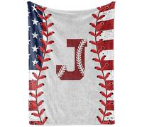 InnoBeta Baseball Gifts Blanket for Boys, Girls, Men, Coach - Initial Birthday for him, 50"x 65" - J