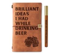 INNObeta Beer gifts Faux Leather Journal Notebook with Pen, for Beer Lovers, Men, Women on Birthday, Refillable Sketchbook, Travel Diary, Lined Planner, 7x5 Inches, Brown - Brilliant