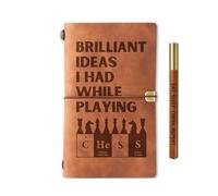 InnoBeta Chess Gifts, Journal Pen Set for Chess Lovers Players on Birthday, Christmas, Unique Notebook, Sketchbook, Travel Diary, Lined Planner, 7.8x5 Inches, Brown