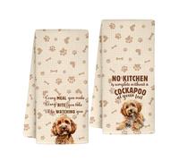 INNObeta Cockapoo Gifts Kitchen Towel 2 Pack, Hand Towel Gifts for Cockapoo Lovers, 16x24 in Microfiber Dish Tea Towel for Christmas - at Your Feet
