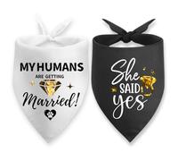 INNObeta Engagement Gifts, Dog Wedding Bandana Engagement with My Humans are Getting Married and She Said Yes, 2 Pack
