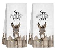 INNObeta Funny Donkey Gifts, Hand Kitchen Towel 2 Pack, 16 x 24 in Microfiber Dish Tea Towel, Live Like Someone Left The Gate Open
