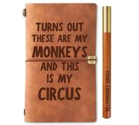 INNObeta Funny Journal for Boss, Coworkers, Leather Journal Notebook 7x5 Inches, Refillable Sketchbook, Travel Diary, Lined Planner for Birthday, Christmas, Turns Out These Are My Monkeys