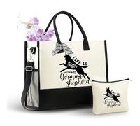 InnoBeta German Shepherd Gifts for Women Canvas Tote Bag, German Shepherd Bag with Top Zipper Closure and Shoulder Strap for Birthday, Mother's Day, Christmas - LIfe Is Better