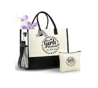 InnoBeta Girls Weekend Gifts Tote Bag - Apparently We Are Trouble Canvas Gift for Women, Top Zipper Closure & Adjustable Shoulder Strap