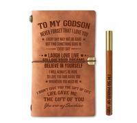 InnoBeta Godson Gifts from Godmother, Engraved Leather Journal to My Godson,Birthday Gift for Godsons, Best Presents for Godsons Ever
