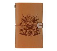 INNObeta Highland Cow Gifts Journal for Highland Cow Lover - 7.8"x5" Leather Embossed Refillable Notebook - Gifts for Appreciation, Congratulations, Christmas and Birthday