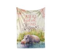 InnoBeta Hippopotamus Gifts Blanket for Girl, Hippo Lover Ask Flannel Throw Blanket for Girl, Funny Kid Daughter Unique Birthday for Her- Just A Girl Who Loves Hippos
