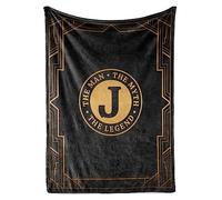 InnoBeta Initial Birthday Gifts for Men, The Man The Myth The Legend Gift Ideas for Dad, Grandpa, Uncle - 300gsm Flannel Blanket - 60"x 80"J