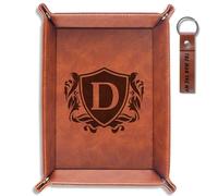 INNObeta Initial Valet Tray, Desktop Storage Organizer, PU Leather Bedside Tray Key Coin Holder, Personalised Gifts for Men, Birthday, Christmas, Letter D