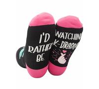 INNObeta Korean Gifts Socks for Women, One Size Crew Socks for K Drama K Pop Lovers Korean Friends for Birthday, I'd Rather be Watching K Drama