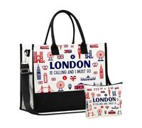 InnoBeta London, British Gifts, Tote Bag for Women, Top Zipper Closure and Shoulder Strap, Perfect Gifts for Birthday, Thanksgiving, Christmas