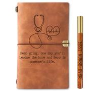 InnoBeta Nurse Gifts for Future School New Nurse Women, Journal & Pen Leather with Faith Message Refillable Notebook, Travel Diary, 7.8x5 Inches - Keep Going