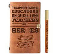 InnoBeta Paraprofessional Appreciation Gifts, Paraprofessional Journal & Pen Leather with Faith Message Refillable Notebook, Travel Diary, 7.8x5 Inches - Hero
