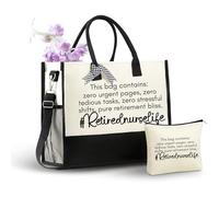 InnoBeta Retired Nurse Retirement Gifts for Women, Canvas Tote Bag with Top Zipper and Shoulder Strap, Gift for Appreciation Day, Christmas