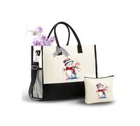 InnoBeta Snowman Gifts for Women, Canvas Tote Bag, with Top Zipper Closure and Shoulder Strap, Gifts for Snowman Lovers on Birthday, Christmas