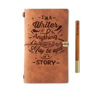 InnoBeta Writer Journal Gifts for Women, Men - 7.8"x5" Embossed Refillable Notebook - Funny Gifts for Writers, Authors - With Pen
