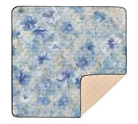 Innocent Blue Crushed Flower Large Stylish Baby Activity Play Mat for Indoor Outdoor Lightweight Activity Gym Mat for Babies Infants Toddlers, 50'' x 50''