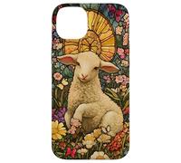 Innocent Lamb with Sun Halo and Butterflies Case for iPhone 14 Plus