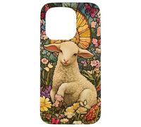 Innocent Lamb with Sun Halo and Butterflies Case for iPhone 15 Pro
