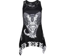 Innocent Mandala Elephant Lace Panel Vest Top black white XL