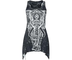 Innocent Spiritual elephant lace panel vest Top black white XXL