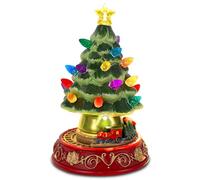 innodept12 Lighted Christmas Tree with Rotating Train - Prelit Tabletop Ceramic Small Tree Decor Animated Christmas Train with Top Star & Bulbs for Best Xmas Decoration