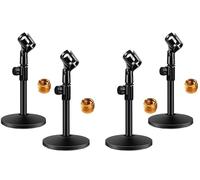 InnoGear Desktop Microphone Stand, 4 Pack Upgraded Adjustable Table Mic Stand with Mic Clip and 5/8" Male to 3/8" Female Screw for Blue Yeti Snowball Spark & Other Microphone