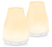 InnoGear Essential Oil Diffuser, 2 Pack Premium 5-in-1 Aromatherapy Humidifiers Aroma Scent Air Defuser for Home Large Room Bedroom Desk Office 7 Color LED 2 Mist Mode Waterless Auto Off, Basic White