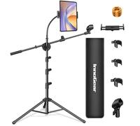 InnoGear Mic Stand, 2 Pack 6 in 1 Microphone Stand Floor with Tablet Phone Holder Height Adjustable from 30" to 72" Mic Stand Tripod Boom Arm with Gooseneck Carrying Bag for Singing Karaoke Stage