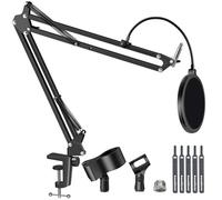 InnoGear Mic Stand for Blue Snowball and iCE Boom Arm Stand with Pop Filter Holders for HyperX, SoloCast, Fifine, Shure SM7B and Other Mics, Max Load 1.5KG
