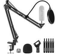 InnoGear Mic Stand for Blue Yeti, Heavy Duty Microphone Stand with Microphone Windscreen and Dual Layered Mic Pop Filter Suspension Boom Scissor Arm Stands for Blue Spark and Other Mics, Large