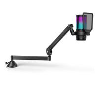InnoGear USB Gaming Microphone Set, Noise Cancellation Condenser Mic with Boom Arm RGB Mute Headphones Jack for Streaming Podcasting Recording Vocal PC Computer YouTube Discord PS4 PS5, Black