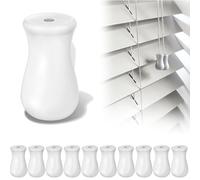 InnoHHustle 10 Pcs White Plastic Cord Tassel Blind Pull Cord Knobs Wood Tassel for Window Blind Cord Knobs Drops Pull End Wooden Hanging Ball Pulls for Curtain Craft