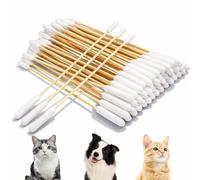 InnoHHustle 100 Pcs 6 Inch Long Cotton Swab for Dogs Ears Double Sided Qtips Dog Ear Swabs Large Wooden Cleaner Buds Tool Pet Ear Cleaning Solution Supplies for Dogs and Cats