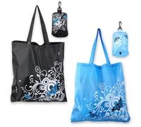 InnoHHustle 2 Pack Large Foldable Shopping Bag Reusable Tote Bags with Handles 17 x 18 Inch Floral Grocery Bags Washable Heavy Duty Handbag Shopping Cloth Bags for Daily Storage