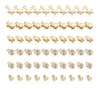 InnoHHustle 60PCS Crystal Mini Charm, Gold Plated Cubic Charms Mini Necklace Charms with Loops for Necklace Bracelet Dangle Earrings Jewelry Making DIY Crafts, Cute Pendants