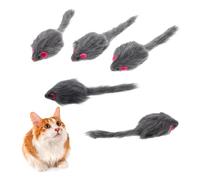 InnoHHustle Cat Mouse Toy, 5 Pcs Faux Fur Mouse Toys for Cats 6.7” Cat Mice Toys Interactive Realistic Size Grey Furry Rattle Mice Cats Toy No Catnip Feline Chew Plaything Self Play (Grey)