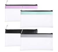 InnoHHustle Small Clear Makeup Bag, 4 Pieces Waterproof TPU Zipper Pouch Pocket Coin Pouch Mini Makeup Cosmetic Bag for Women Girls Lipsticks Keys Purse Essentials, Clear, Modern