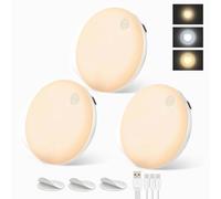 innolife Dimmable Motion Sensor Lights Indoor, 2-Color Adjustable 43 LEDs Super Bright Wireless Rechargeable Night Lights, Magnetic Stick-on Wall Lights for Stairs, Closets,Wardrobe (6000K,3 Pack)