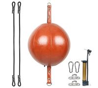 InnoLife Double End Punching Ball Striking Punching Bag Kit, Speed Striking Reflex Kit with Bungee Cords Perfect for Reaction, Agility, and Hand Eye Coordination Training (Brown)